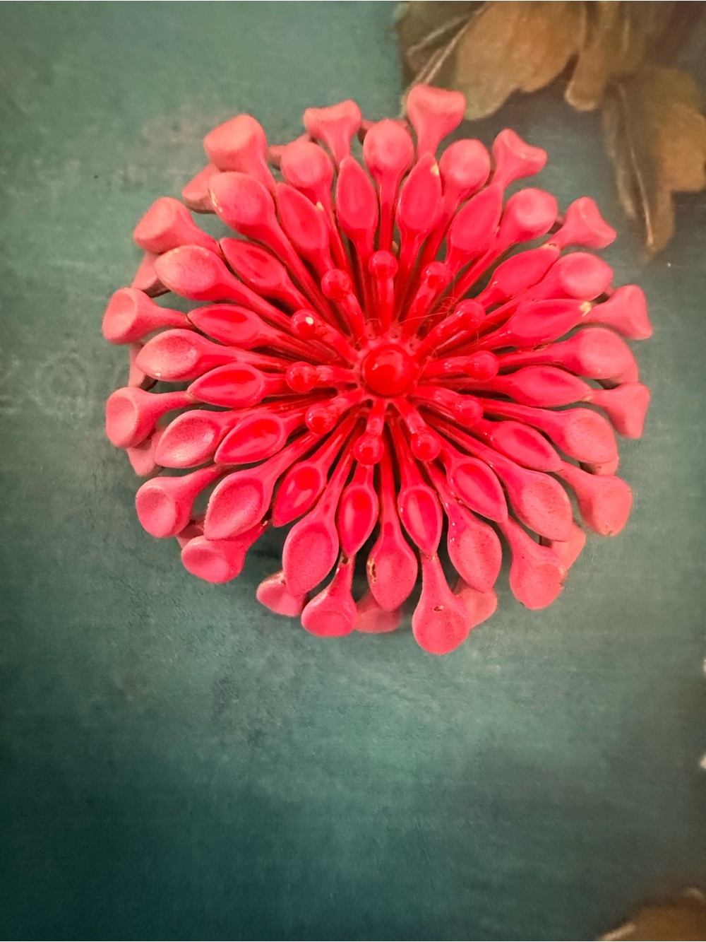 Floral Enamel Brooch. Pink.